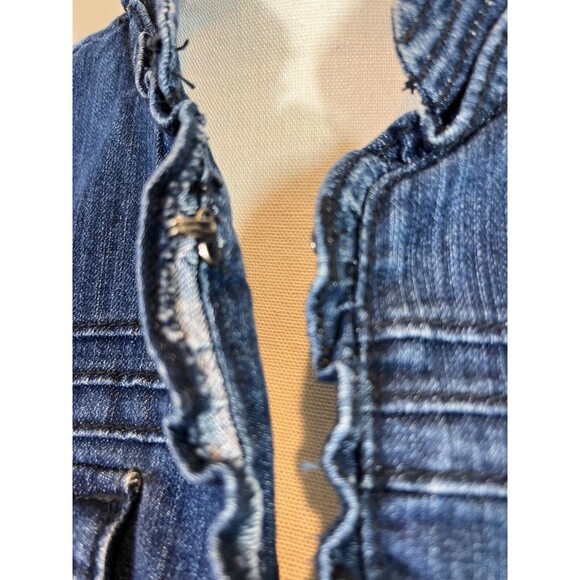 Dressbarn Woman's Ruffle Long Sleeve Denim Jacket With Front Pockets Size Large - Picture 4 of 9